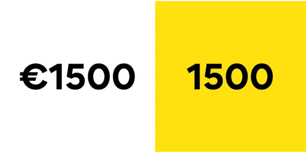 Visuele weergave gebruik geen valutateken